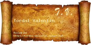 Tordai Valentin névjegykártya